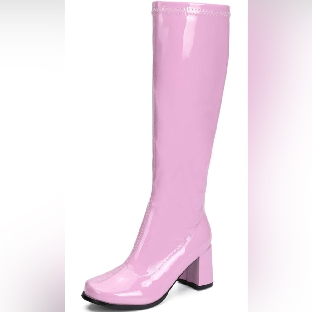 LIURUIJIA Women's Gogo Boots Knee High Block Heel Square Toe70sDiscoCostumeBoots